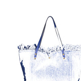 Agnese Borsa Shopper da donna Cotone e pelle 04649-D22 BLUETTE ROYAL BLU Gave Lux