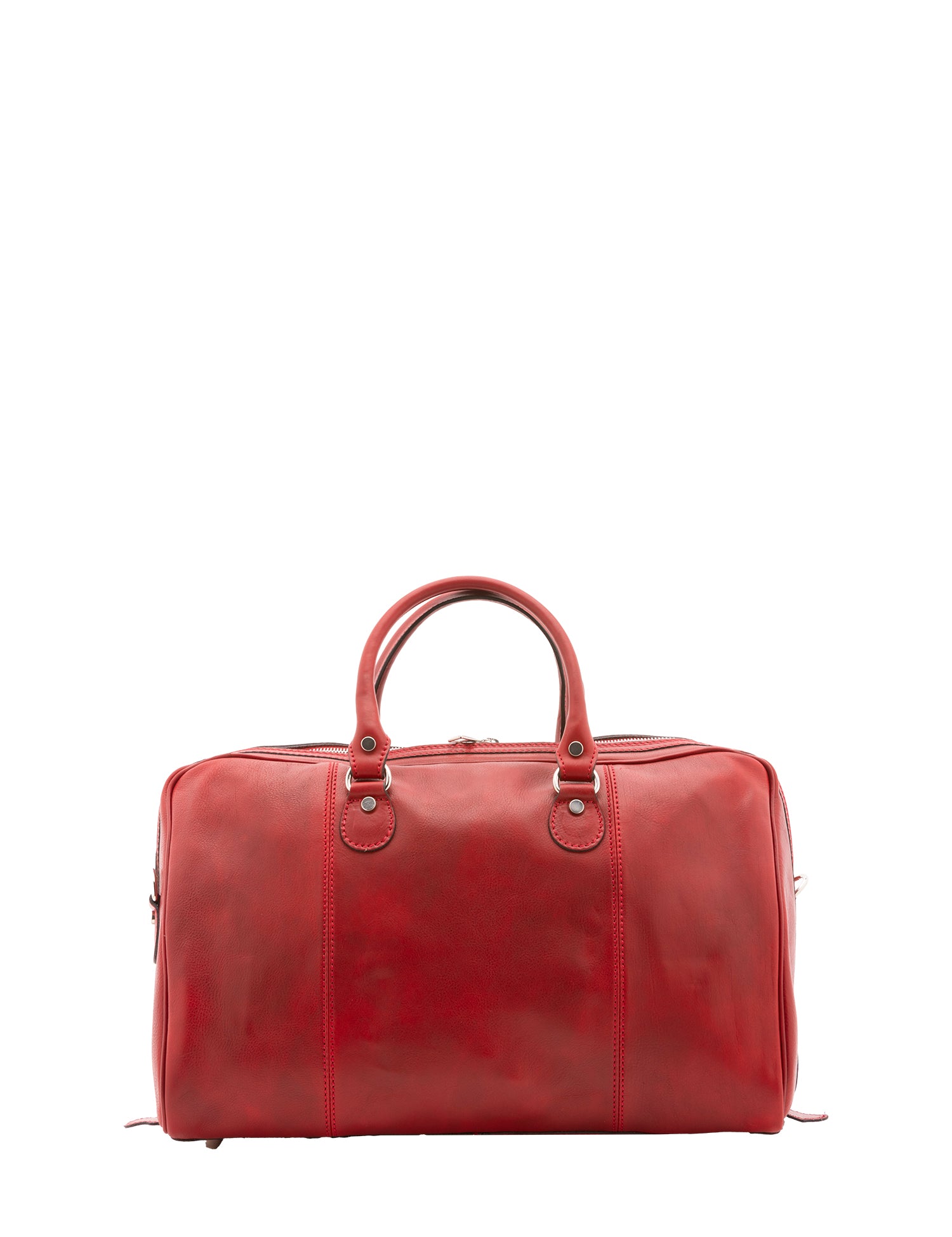 Borsa da viaggio unisex in vera pelle 100% cotone 4040-ROSSO Alessia Firenze