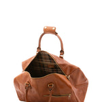 Borsa da viaggio unisex in vera pelle 100% cotone 4311-MIELE Alessia Firenze
