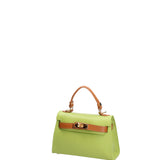 Borsa a mano da donna 100% vera pelle 07221-D12 KIWI+D44 CUOIO Roberta Rossi