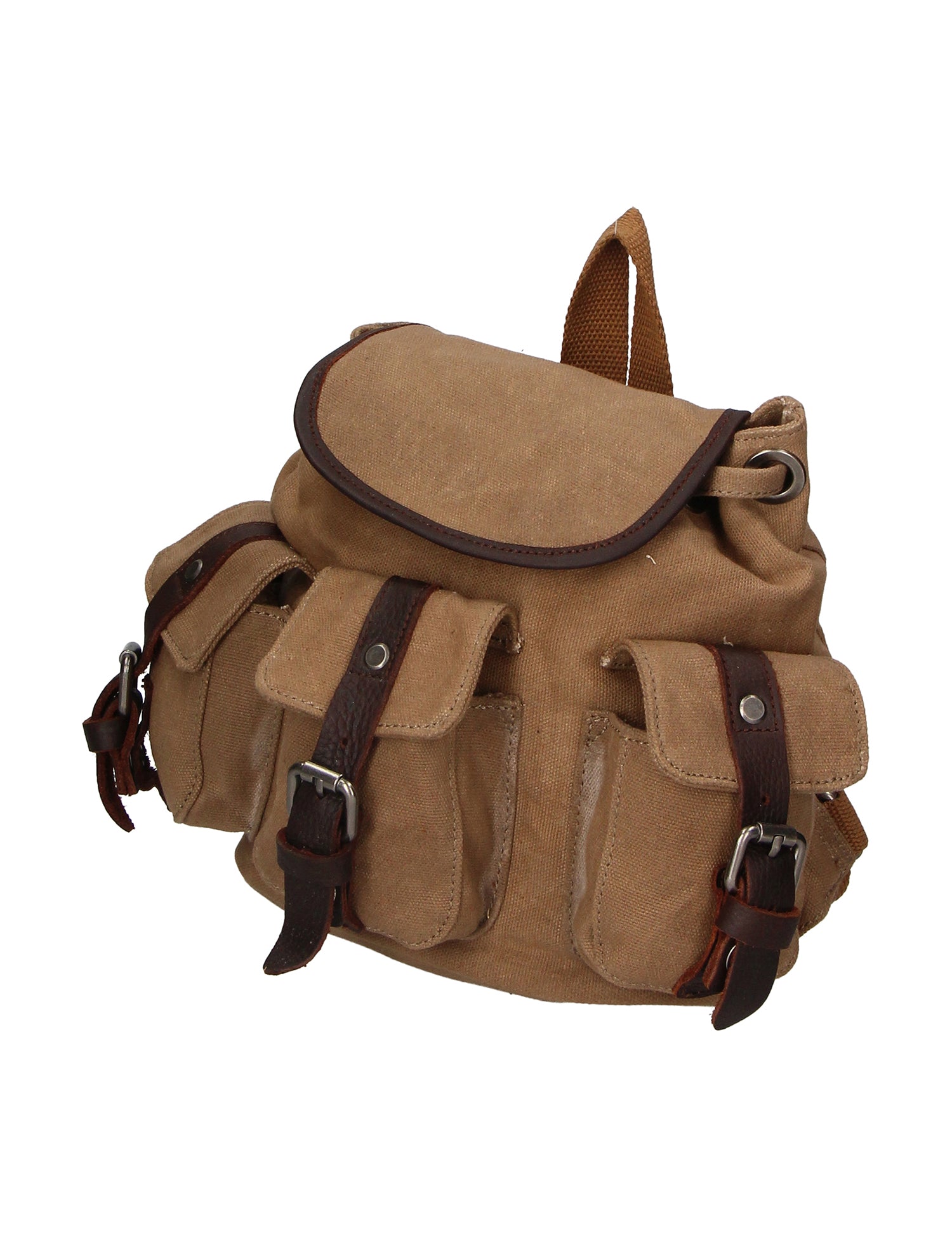 Micaela ZG3006-FANGO TAUPE Zaino unisex in canvas e vera pelle Gave Lux
