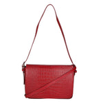 Azzurra Borsa a spalla da donna Vera pelle croco 05699-C10 ROSSO SCURO Gave Lux
