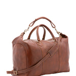 Borsa da viaggio unisex in vera pelle 100% cotone 4046-MARRONE Alessia Firenze