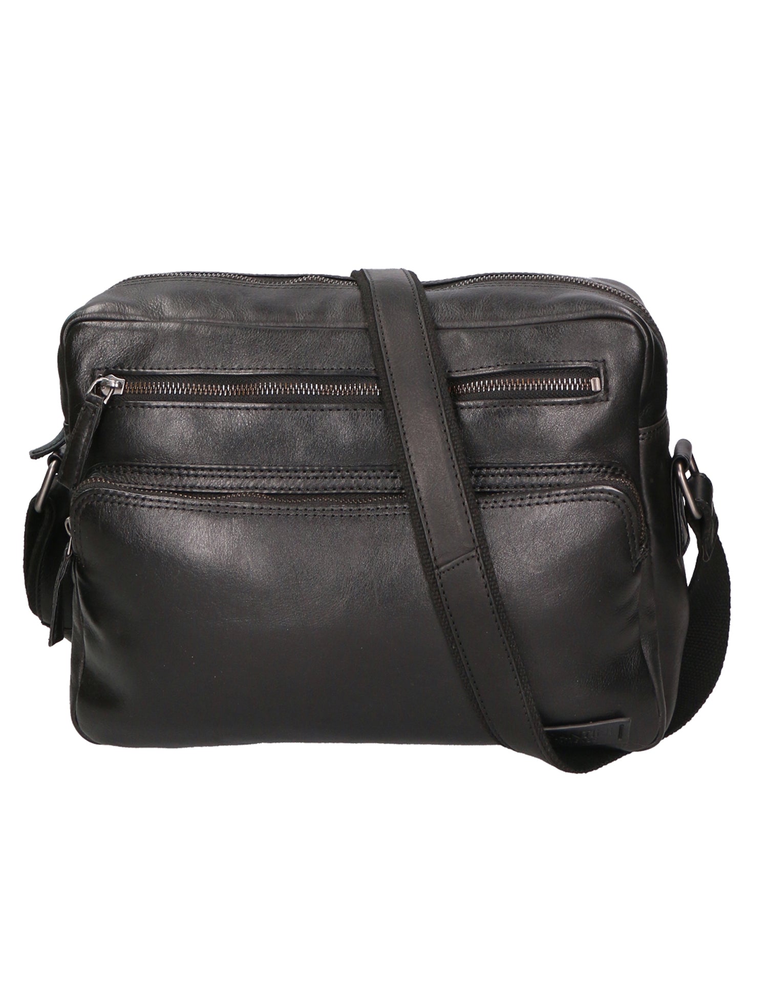 Borsa a tracolla unisex in vera pelle 100% pelle di vacchetta SN5862747-BLACK Santini Firenze