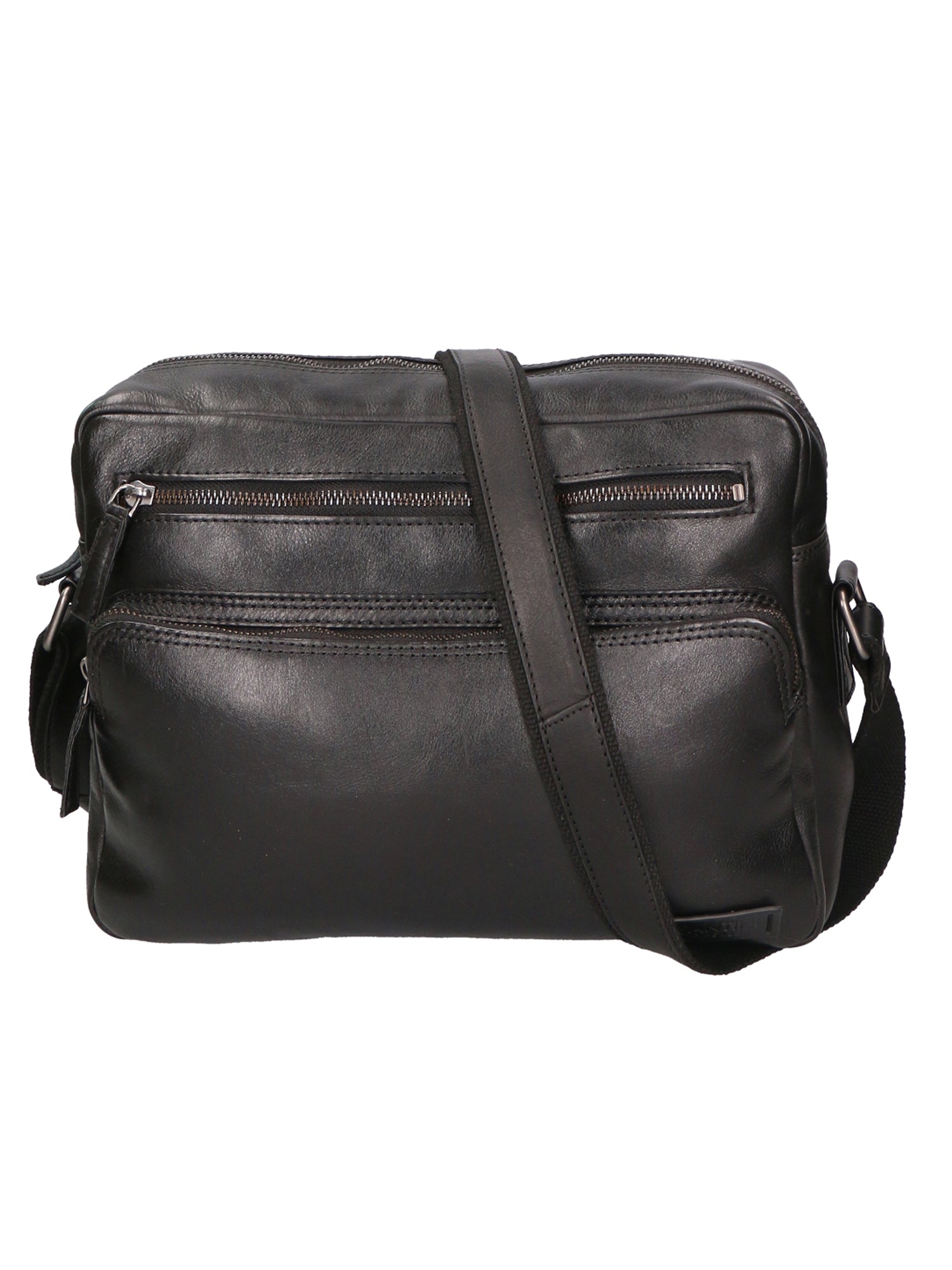 Borsa a tracolla unisex in vera pelle 100% pelle di vacchetta SN5862747-BLACK Santini Firenze