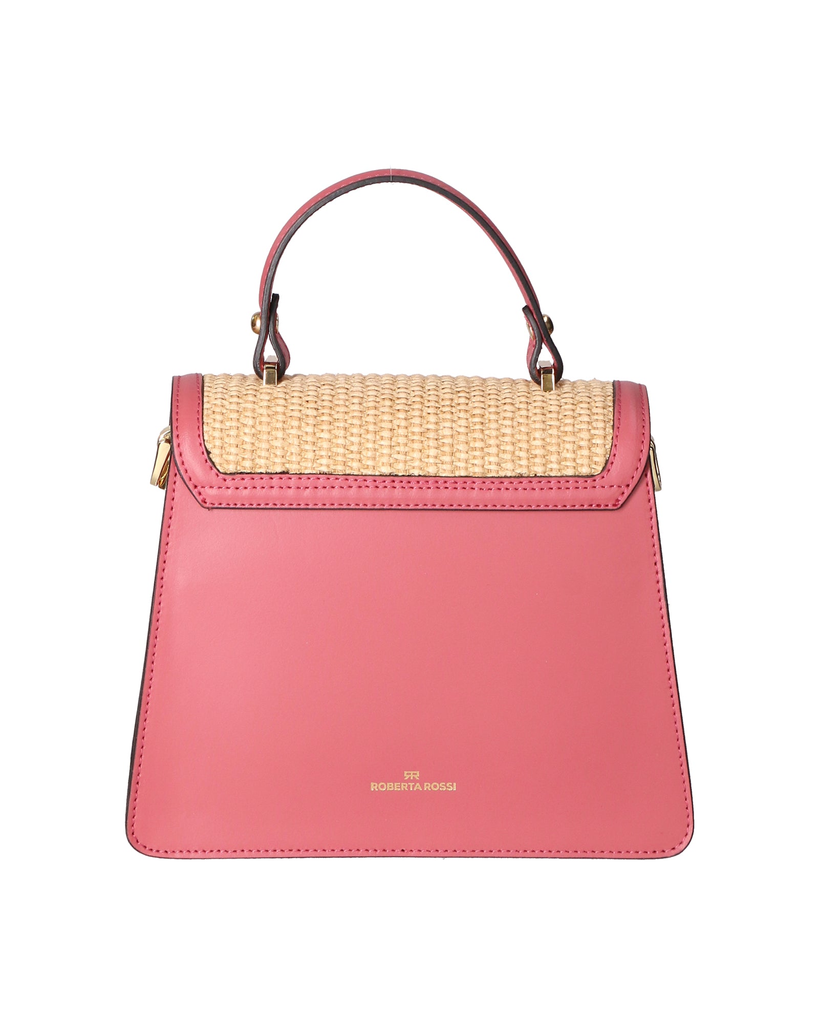 Borsa a mano da donna Pelle e Paglia X12-L126 ROSA ANTICO Roberta Rossi
