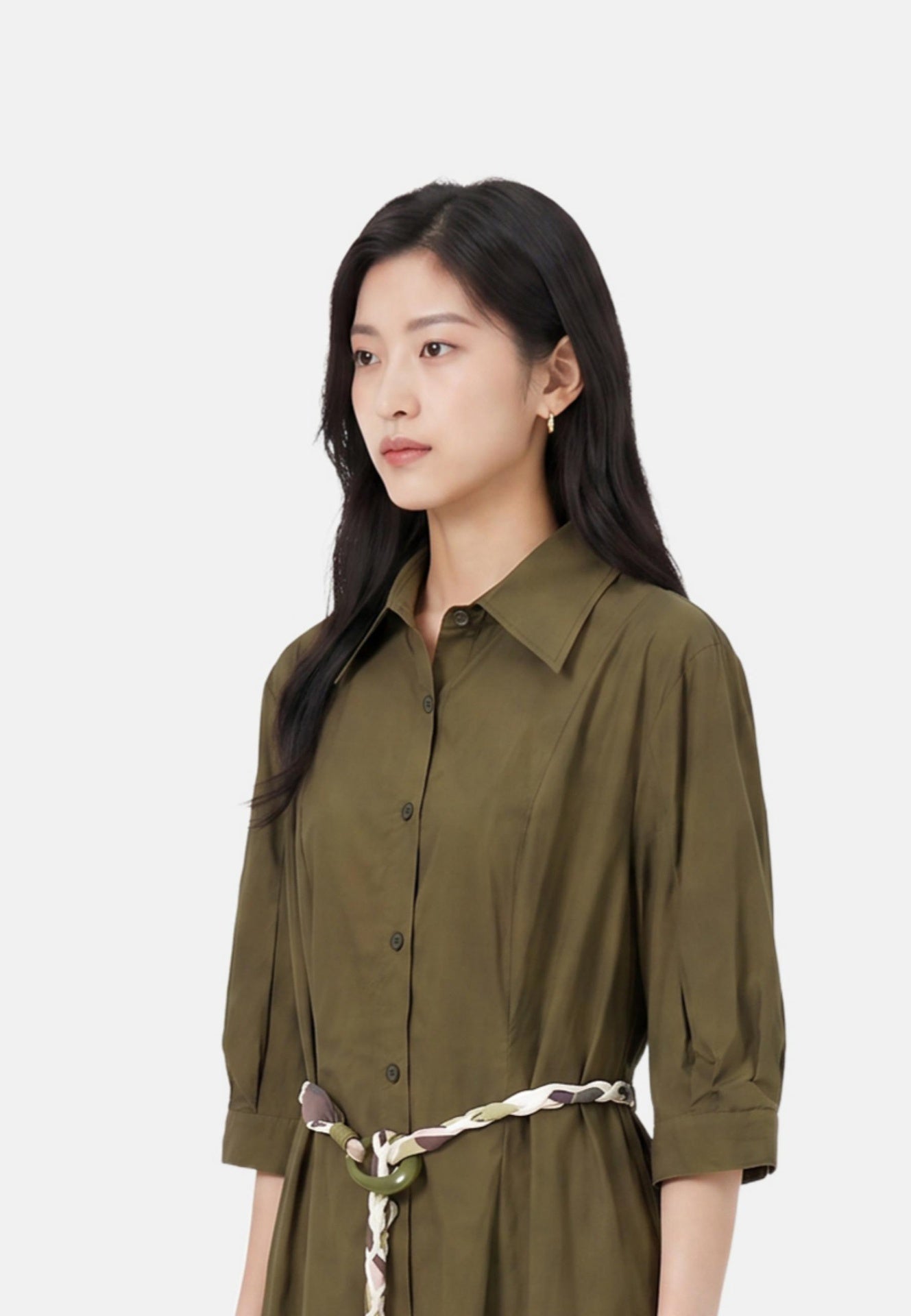 Vestito in Cotone Verde Militare