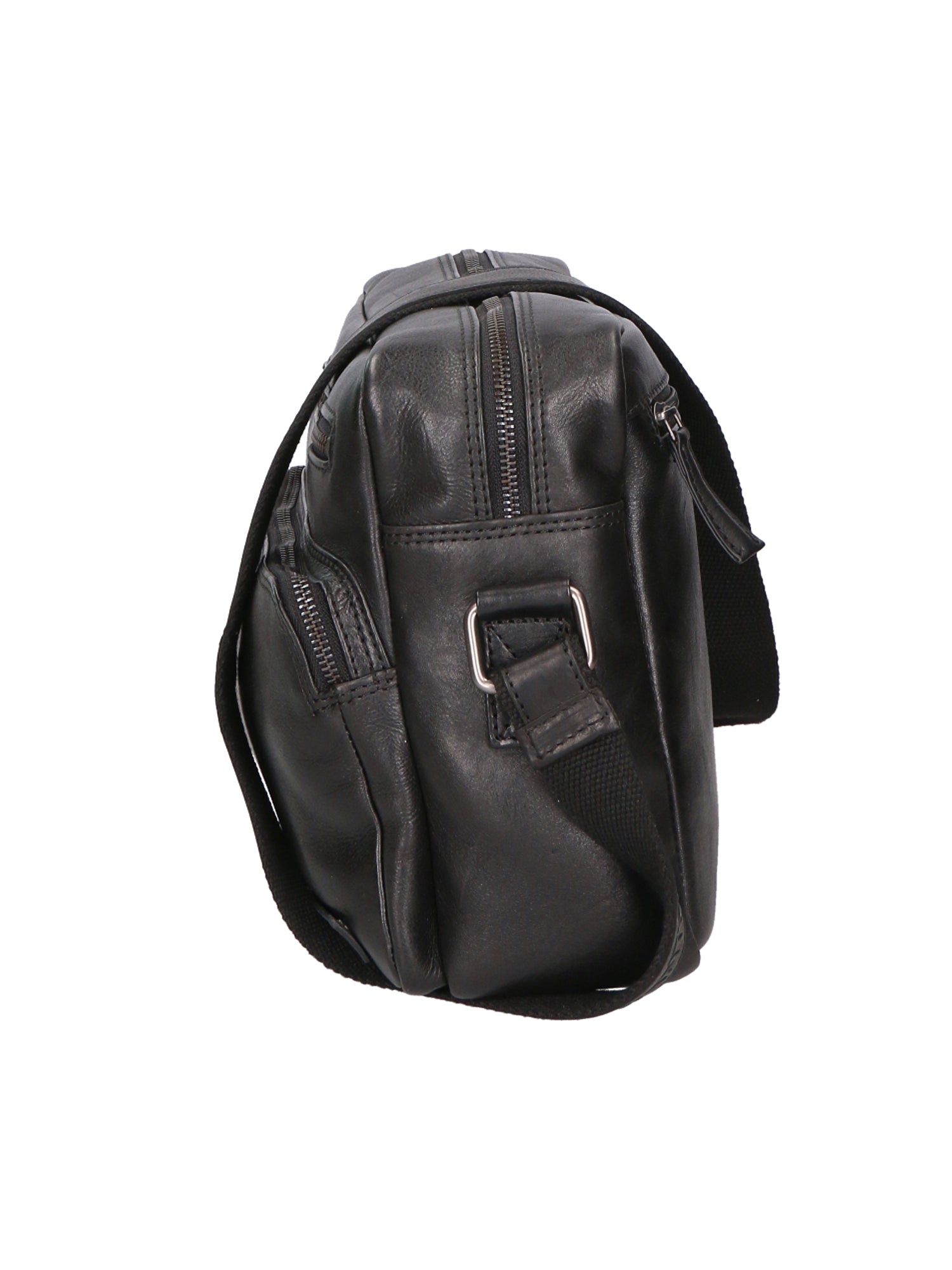 Borsa a tracolla unisex in vera pelle 100% pelle di vacchetta SN5862747-BLACK Santini Firenze