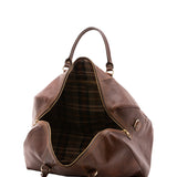 Borsa da viaggio unisex in vera pelle 100% cotone 4039-TESTA DI MORO Alessia Firenze
