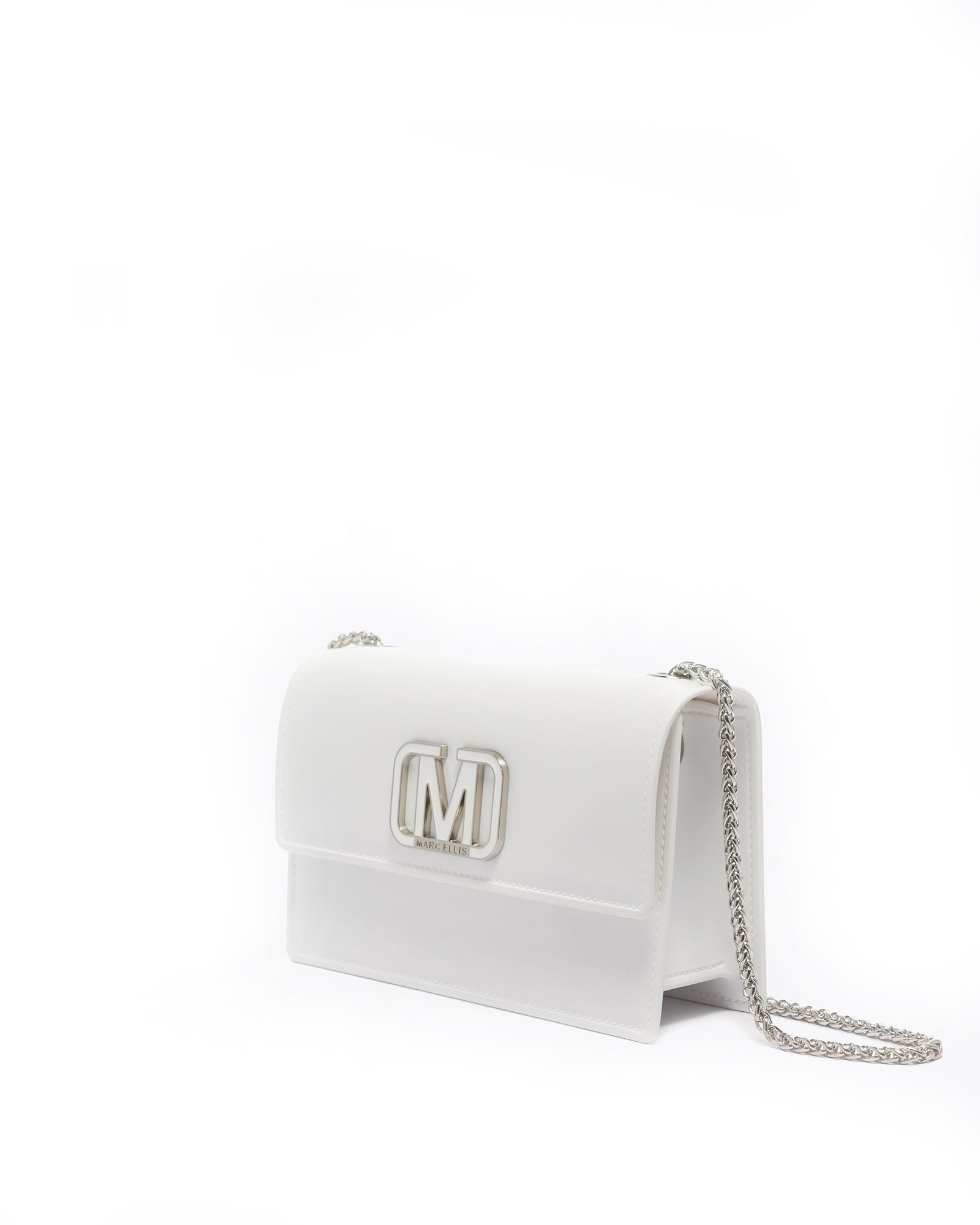 Borsa a mano da donna 100% Pvc FLAT SUPERMEE M-WHITE + SILVER Marc Ellis