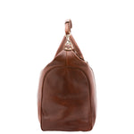 Borsa da viaggio unisex in vera pelle 100% cotone 4046-MARRONE Alessia Firenze