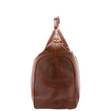 Borsa da viaggio unisex in vera pelle 100% cotone 4046-MARRONE Alessia Firenze
