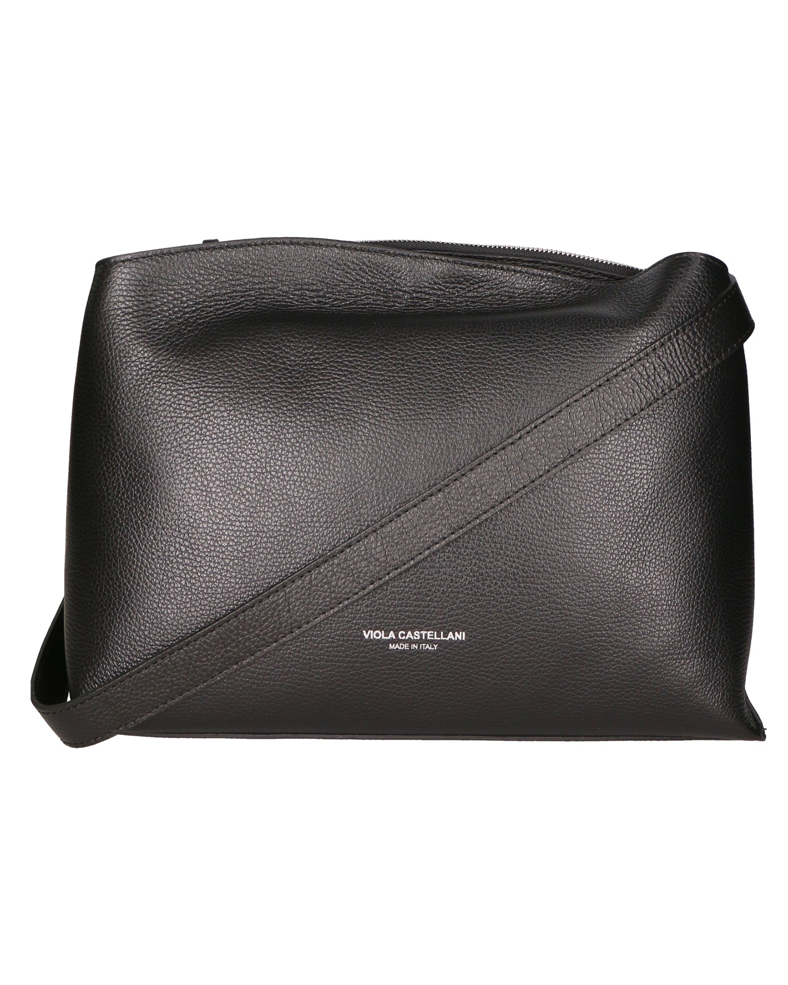 Borsa a spalla da donna Made in Italy Vera pelle 01101-D28 NERO Viola Castellani