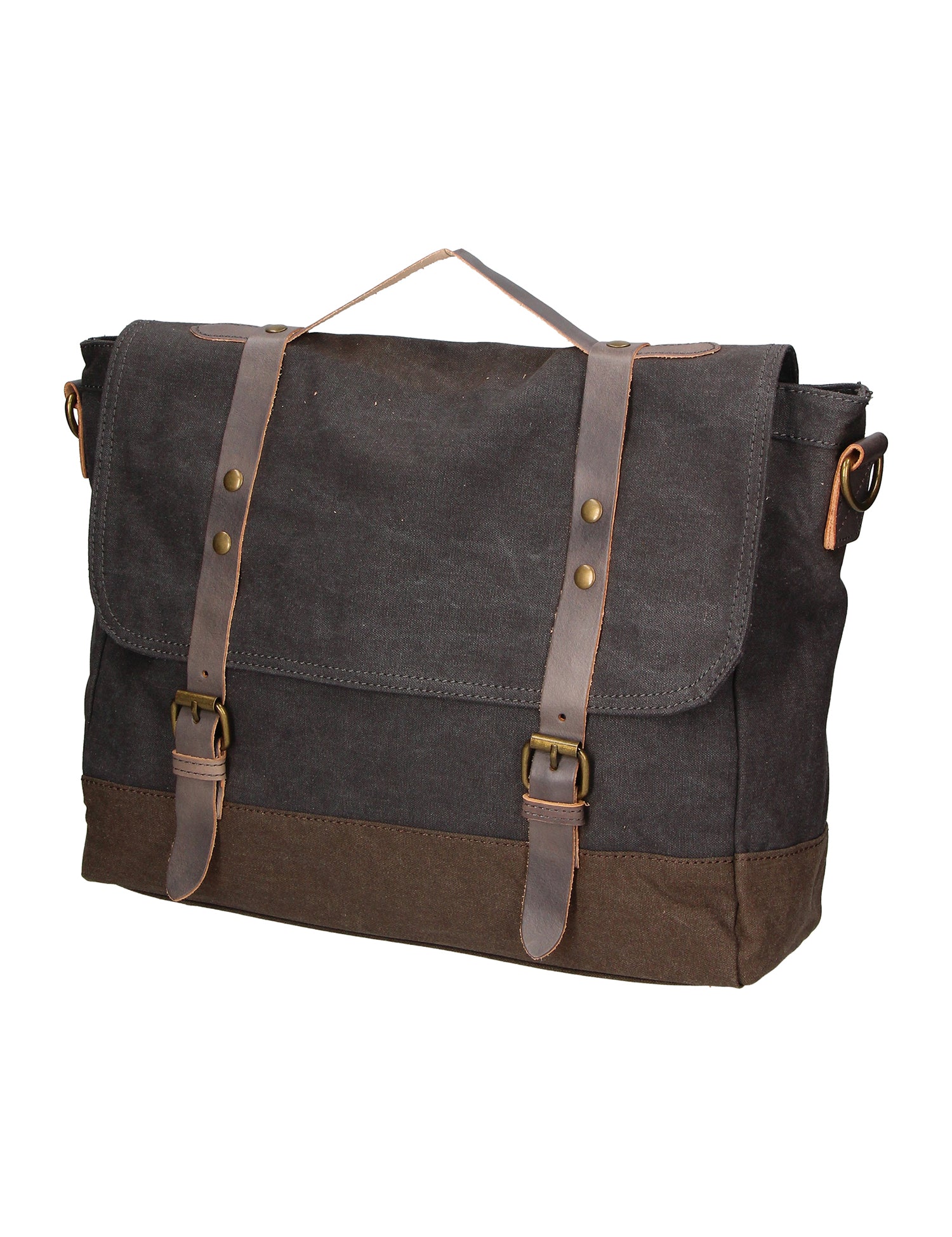 Minerva Borsa a mano unisex Canvas e pelle ZG3011-NERO BLACK Gave Lux