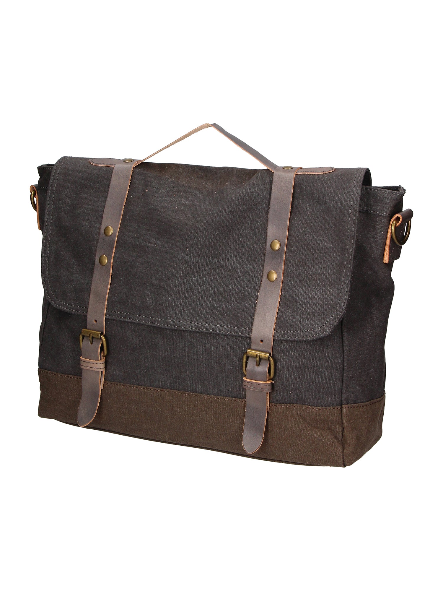 Minerva Borsa a mano unisex Canvas e pelle ZG3011-NERO BLACK Gave Lux