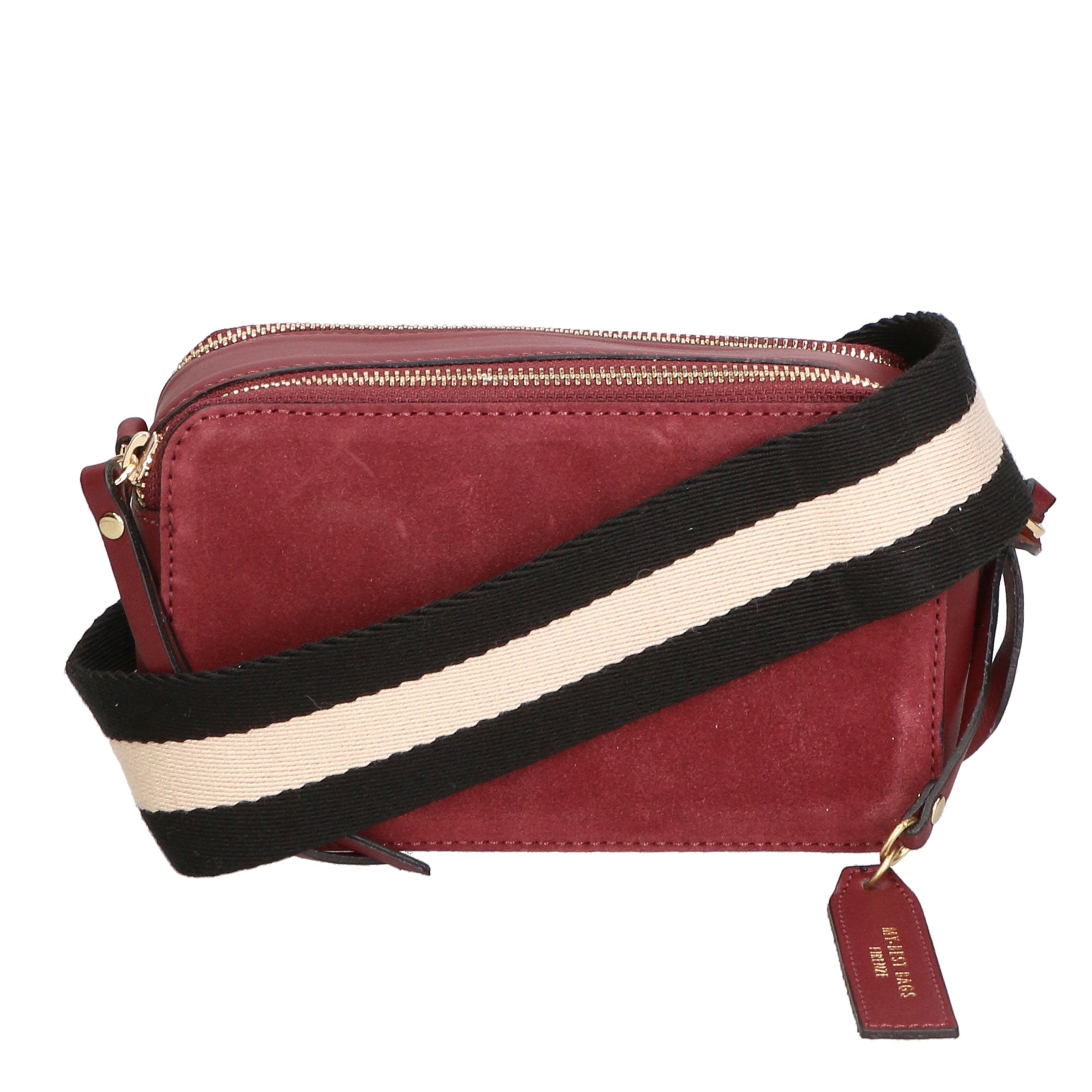Borsa a tracolla da donna Vera pelle e suede MYB-6019-FW-04121 BORDO My Best Bag