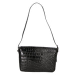 Azzurra Borsa a spalla da donna Vera pelle croco 05699-C28 NERO Gave Lux