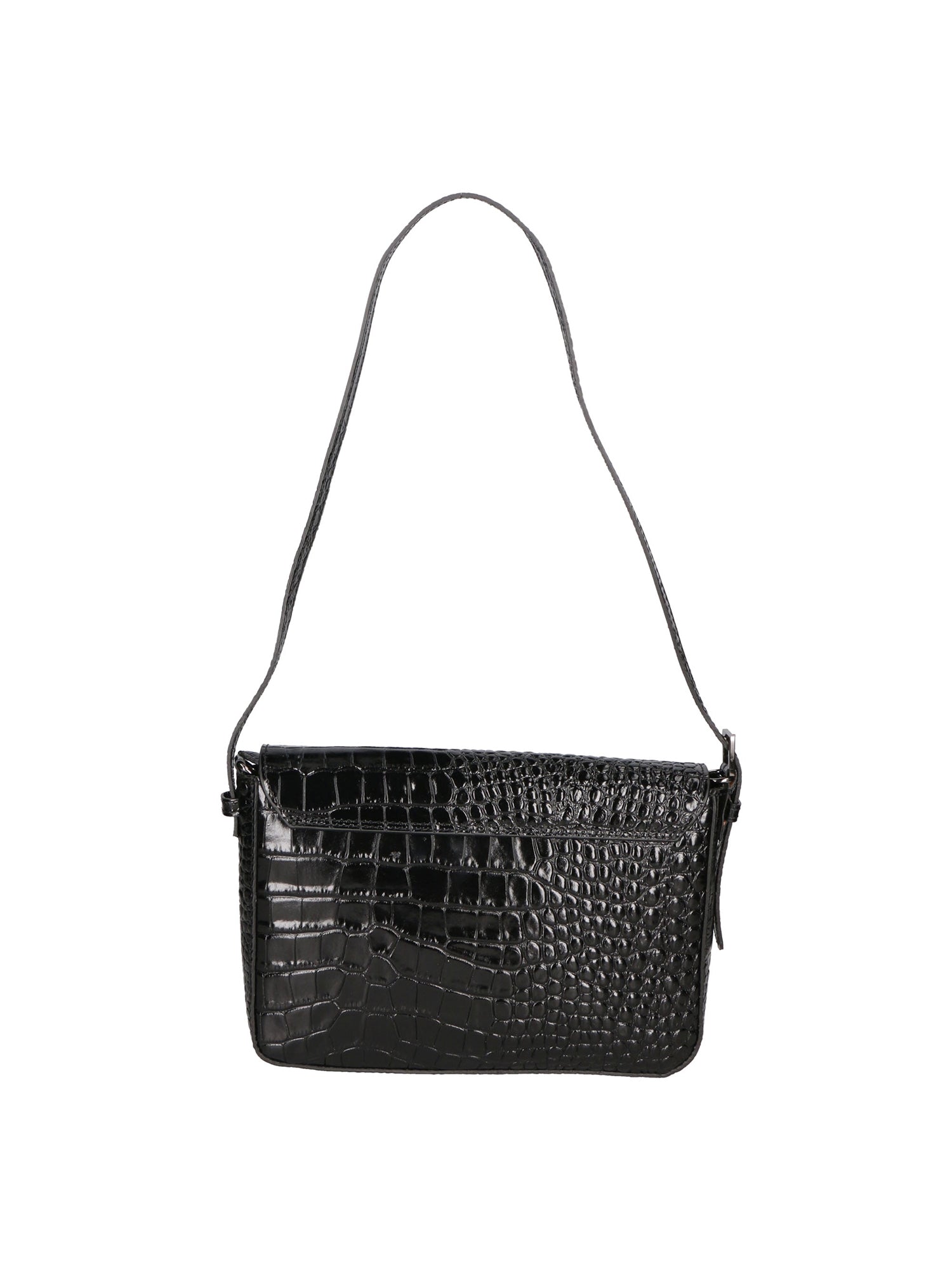 Azzurra Borsa a spalla da donna Vera pelle croco 05699-C28 NERO Gave Lux