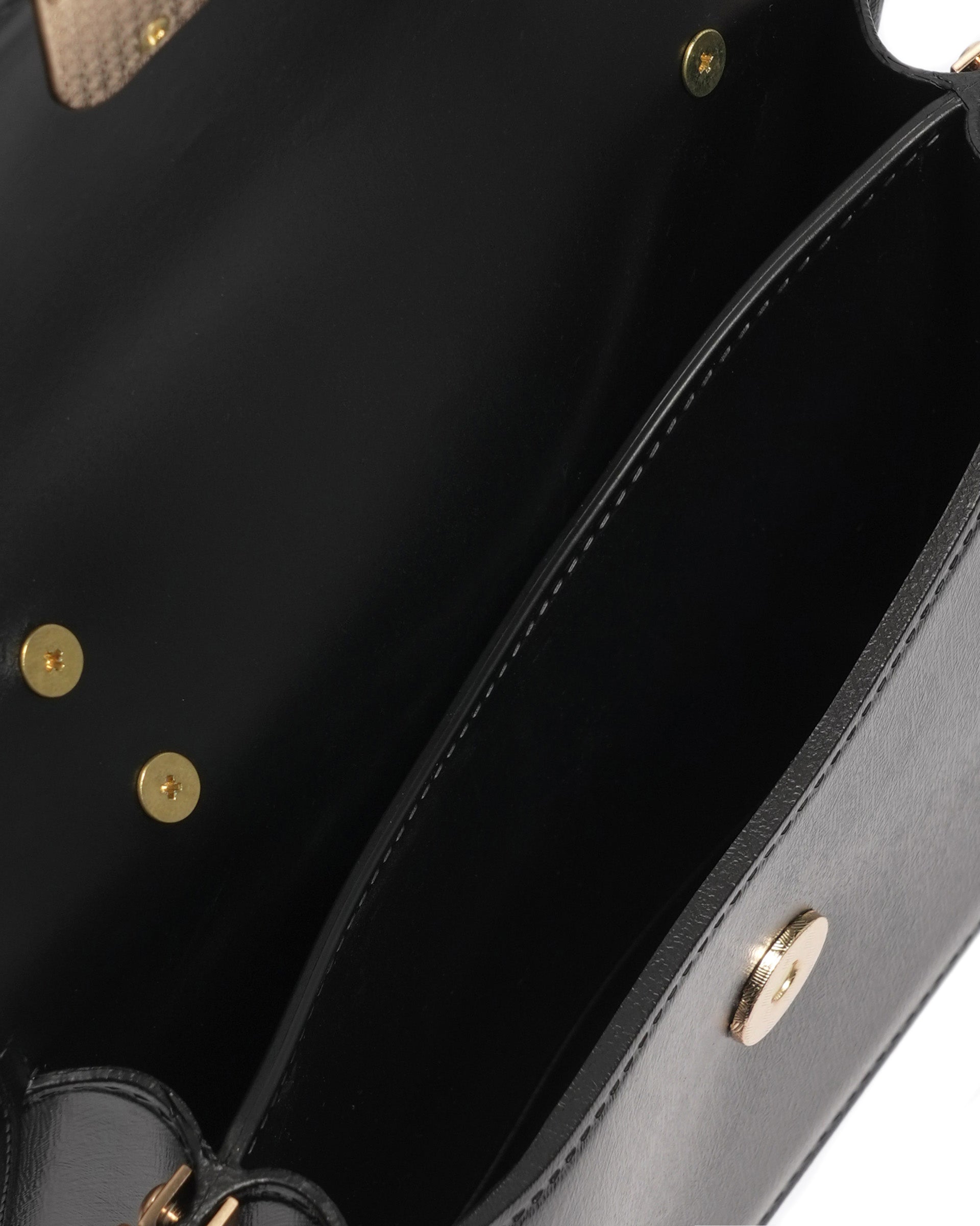 Borsa a mano da donna 100% Pvc FLAT EAR-BLACK + BRUSH GOLD Marc Ellis