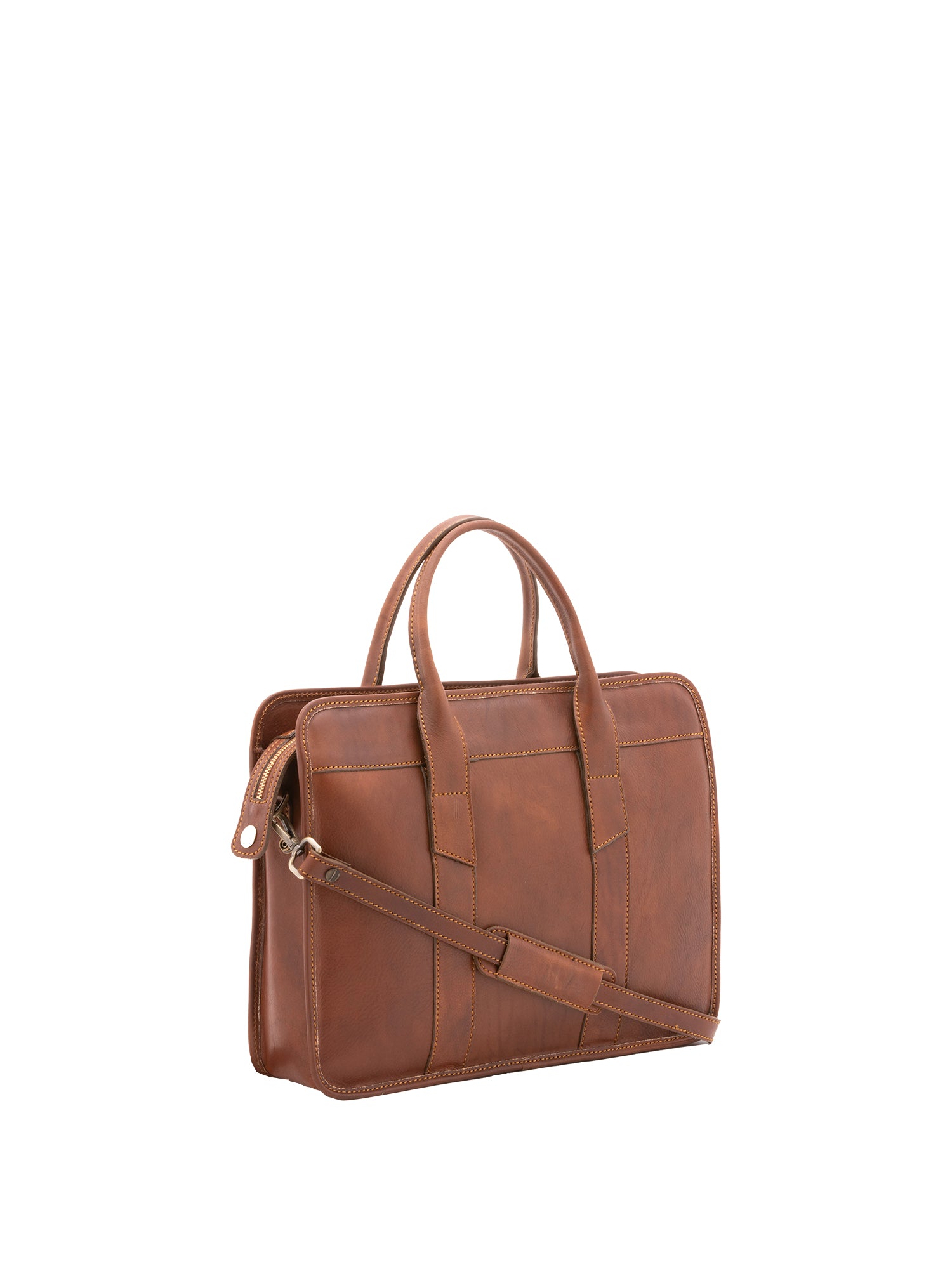 Borsa a mano unisex vera pelle Made in Italy 4454-MARRONE Alessia Firenze