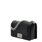 Borsa a mano da donna 100% Pvc FLAT S-BLACK + OFF SILVER Marc Ellis