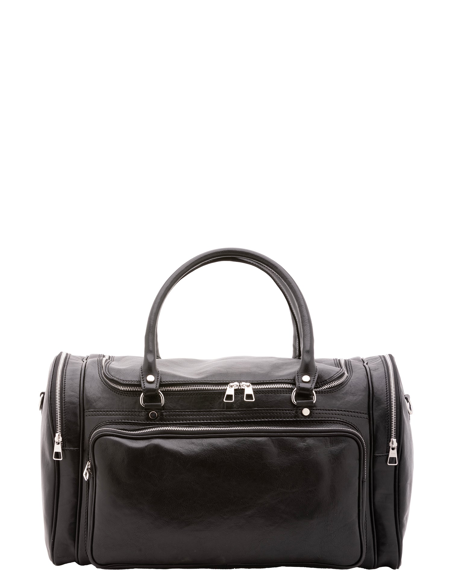 Borsa da viaggio unisex in vera pelle 100% cotone 4045-NERO Alessia Firenze