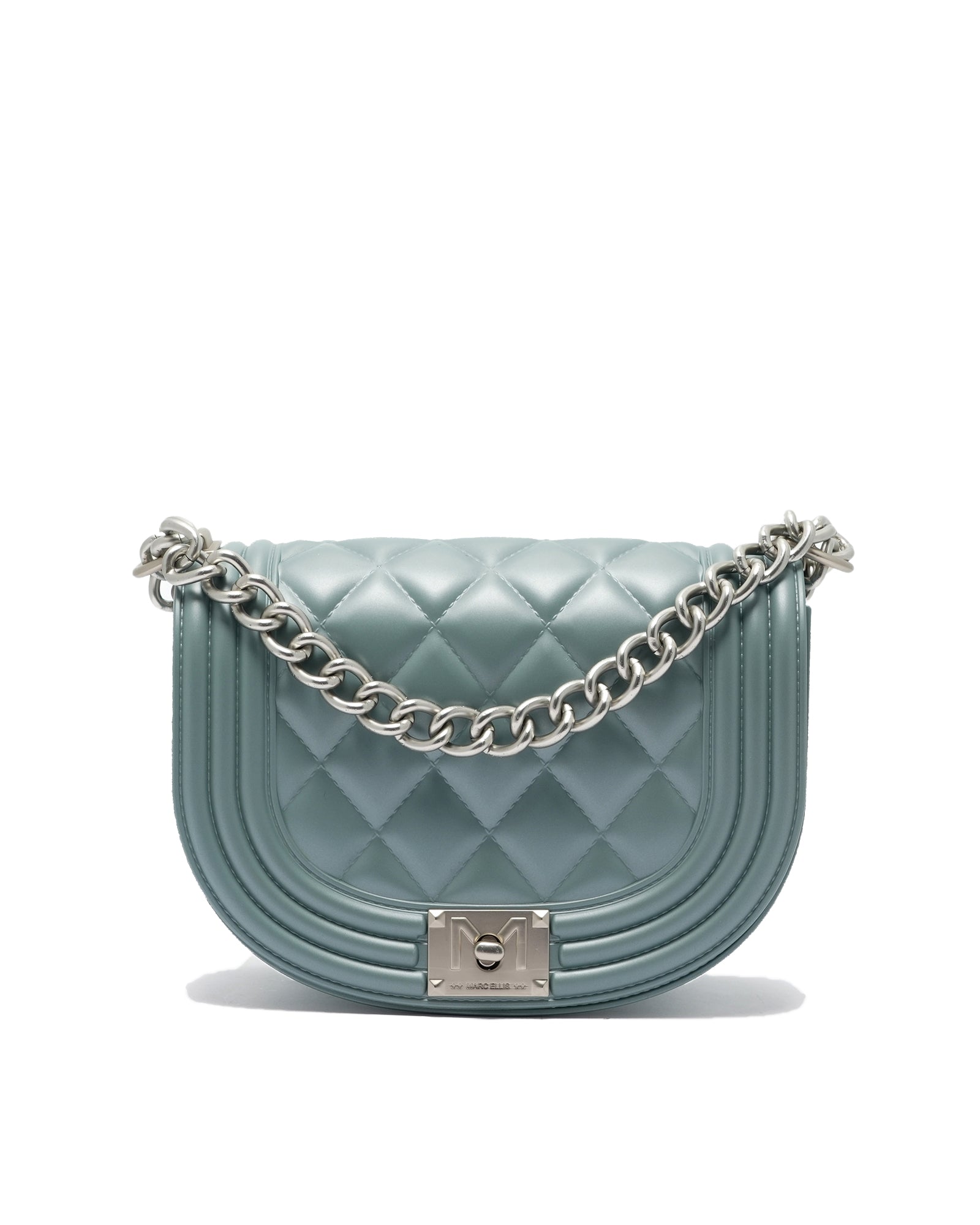 Borsa a mano da donna 100% PVC FLAT ZOE-BLACK + OFF SILVER Marc Ellis