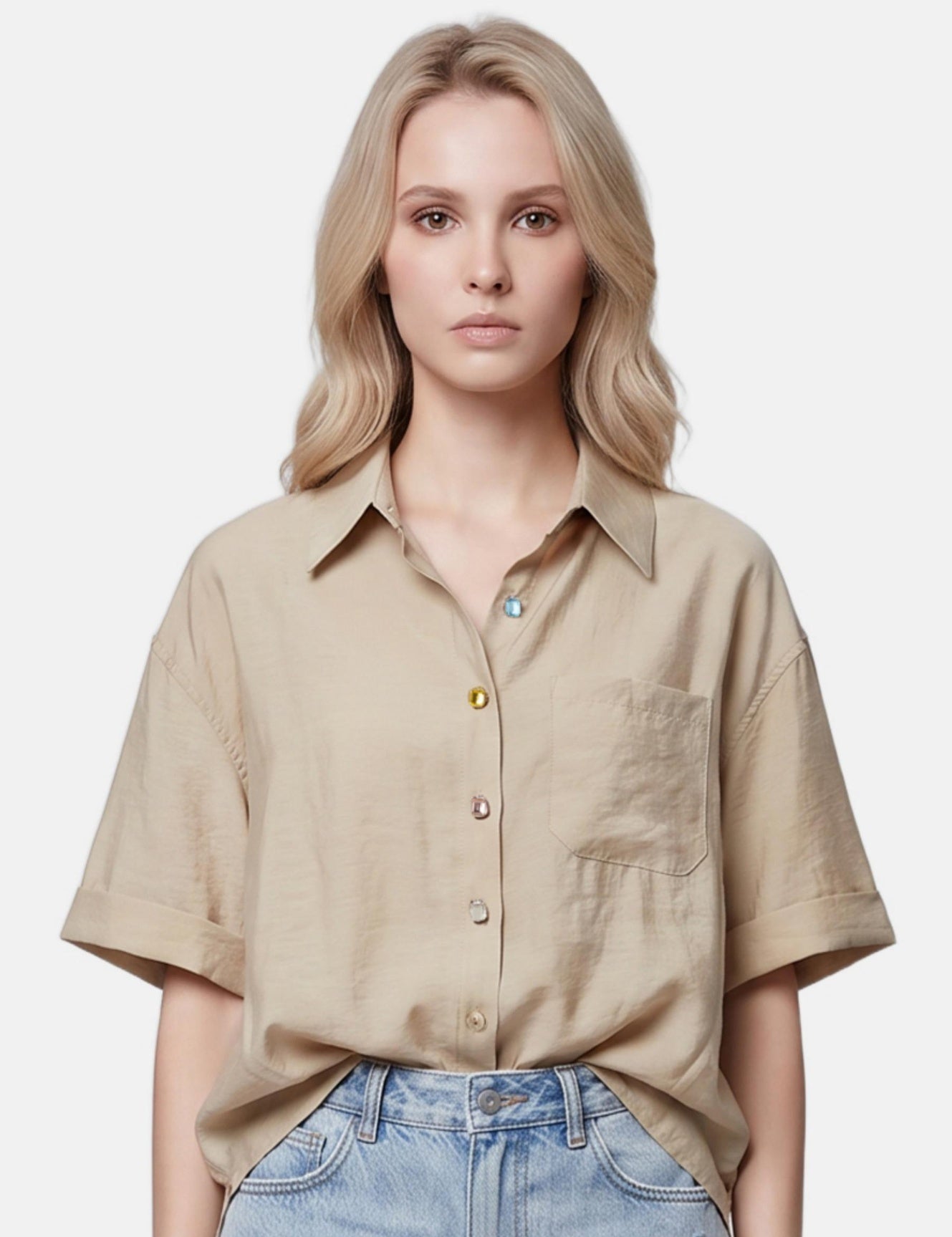 Blusa in 86 Lyocell 14 Poliestere Cammello