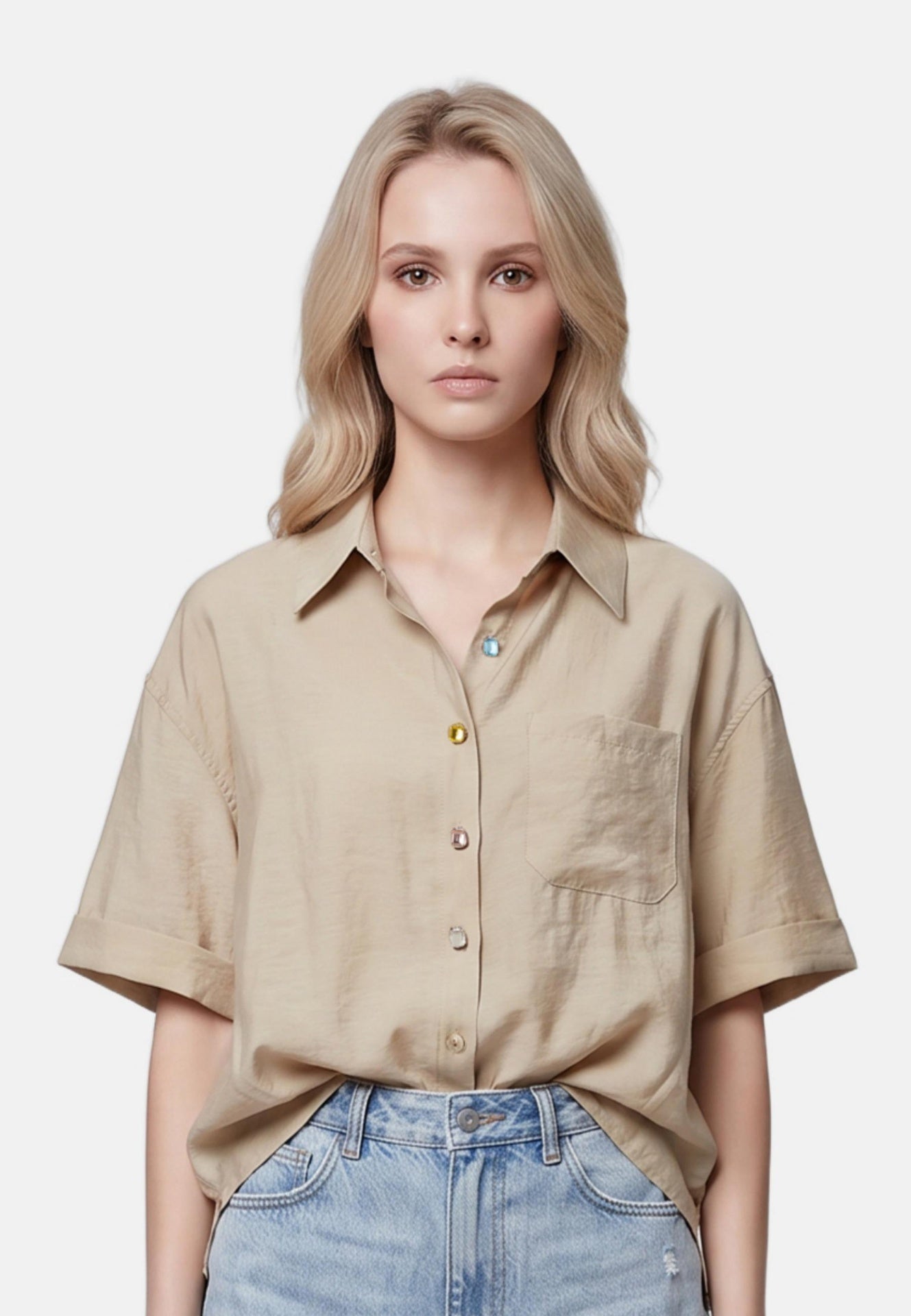 Blusa in 86 Lyocell 14 Poliestere Cammello