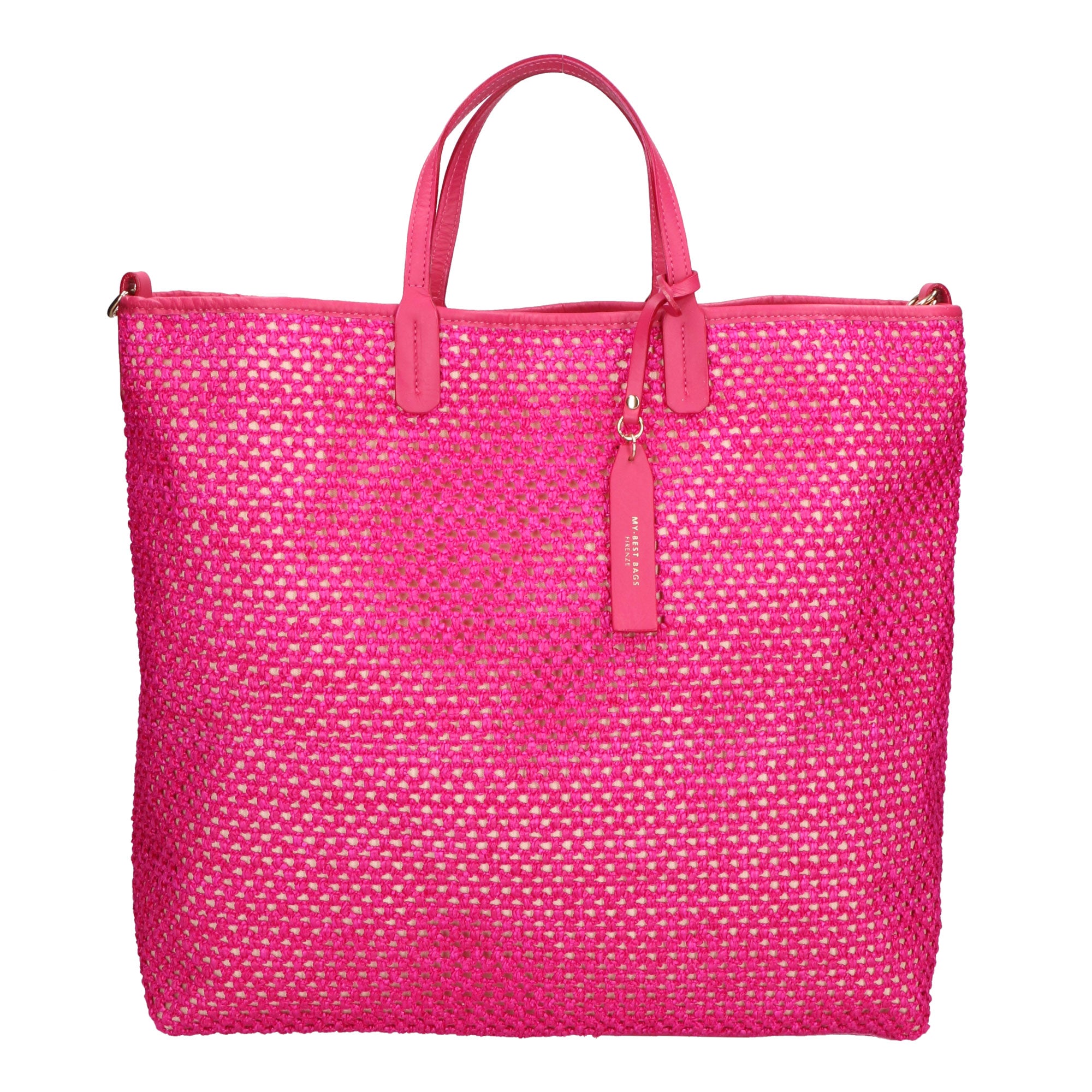 Borsa a mano da donna Paglia e pelle MYB-7027-SS-309 FUXIA My Best Bag