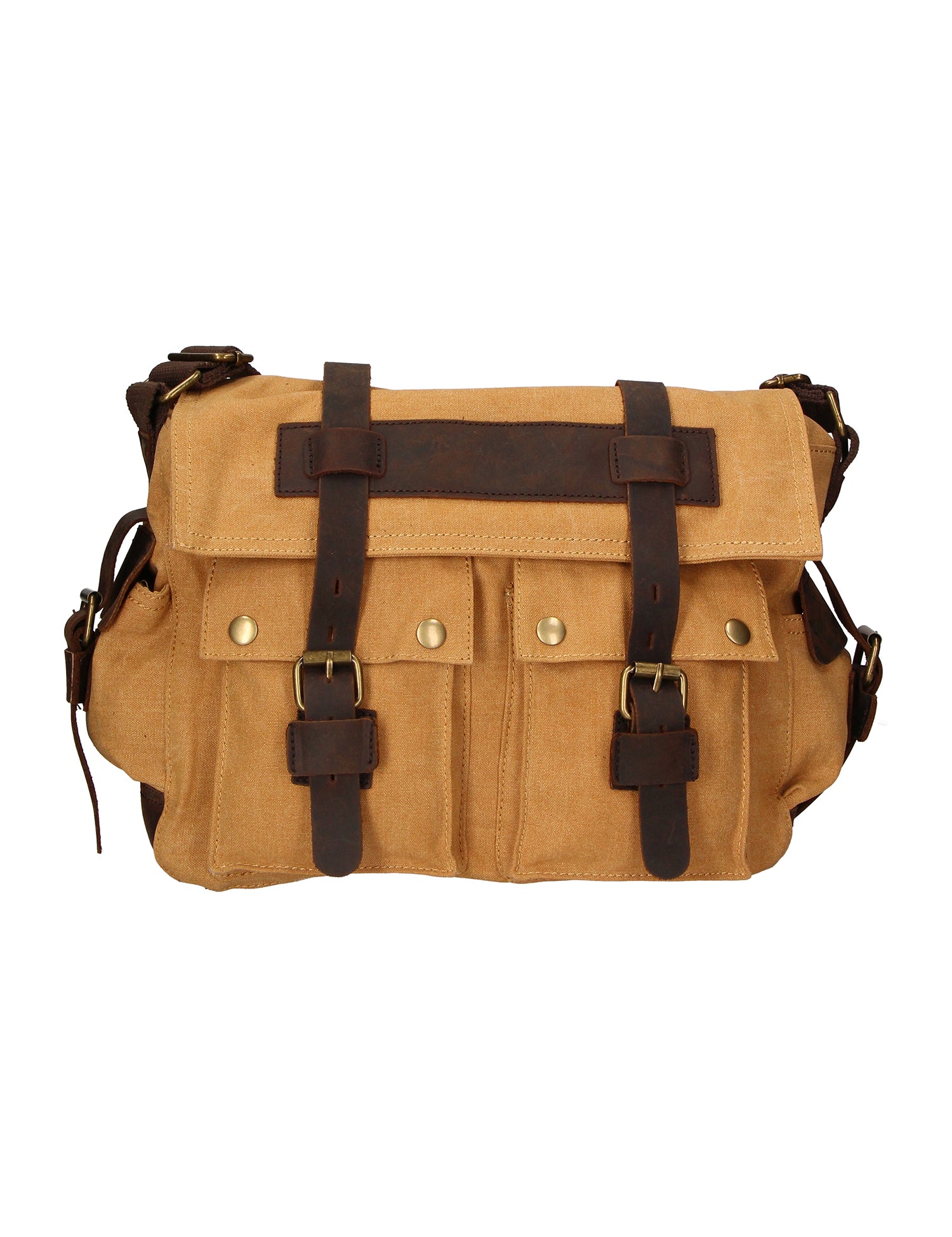 Melania Borsa a spalla unisex Canvas e vera pelle ZG3016-CUOIO COGNAC Gave Lux