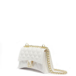Borsa a mano da donna 100% Pvc FLAT RHOMBUS S-WHITE + LIGHT GOLD Marc Ellis