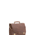 Borsa a mano unisex in vera pelle Made in Italy 4512-TESTA DI MORO Alessia Firenze