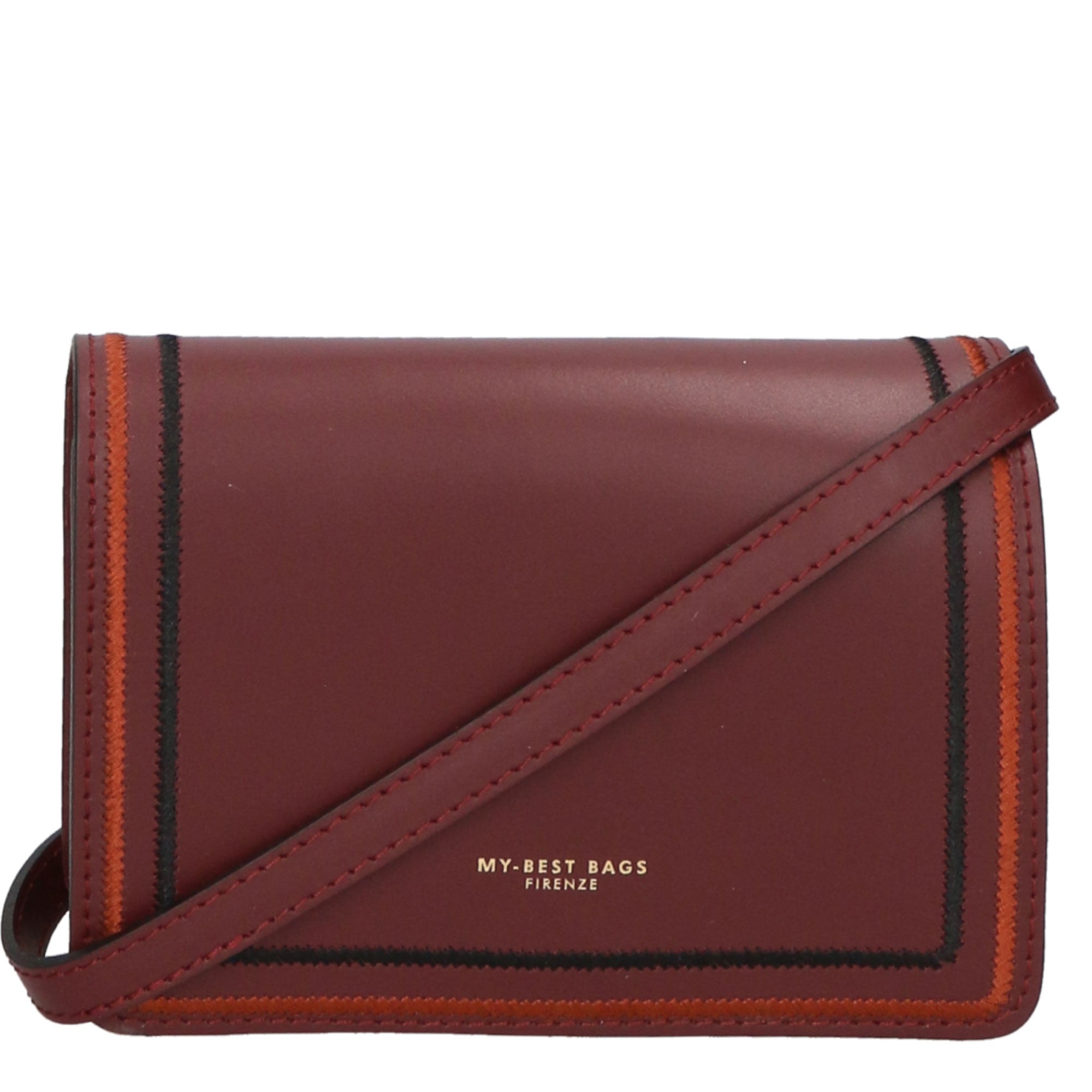 Borsa a tracolla da donna Made in Italy Vera pelle MYB-6006-FW-L330 VINO My Best Bag