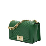 Borsa a mano da donna 100% Pvc FLAT S-EMERALD GREEN + LIGHT GOLD Marc Ellis