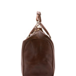Borsa da viaggio unisex in vera pelle 100% cotone 4046-TESTA DI MORO Alessia Firenze