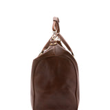 Borsa da viaggio unisex in vera pelle 100% cotone 4046-TESTA DI MORO Alessia Firenze