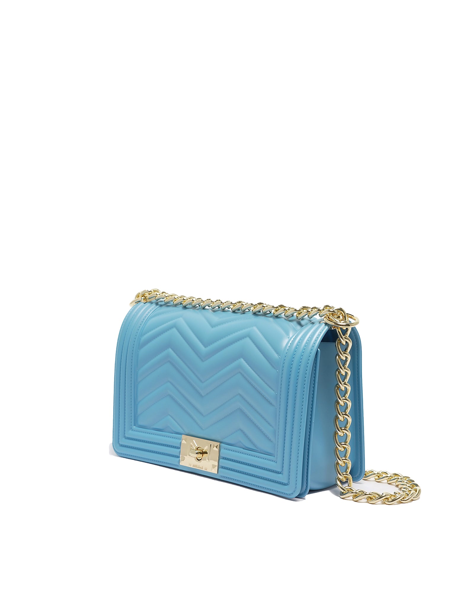 Borsa a mano da donna 100% Pvc FLAT M MANHATTAN-NORSE BLUE + LIGHT GOLD Marc Ellis