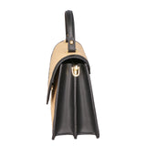 Borsa a mano da donna Pelle e Paglia X12-P218 NERO Roberta Rossi