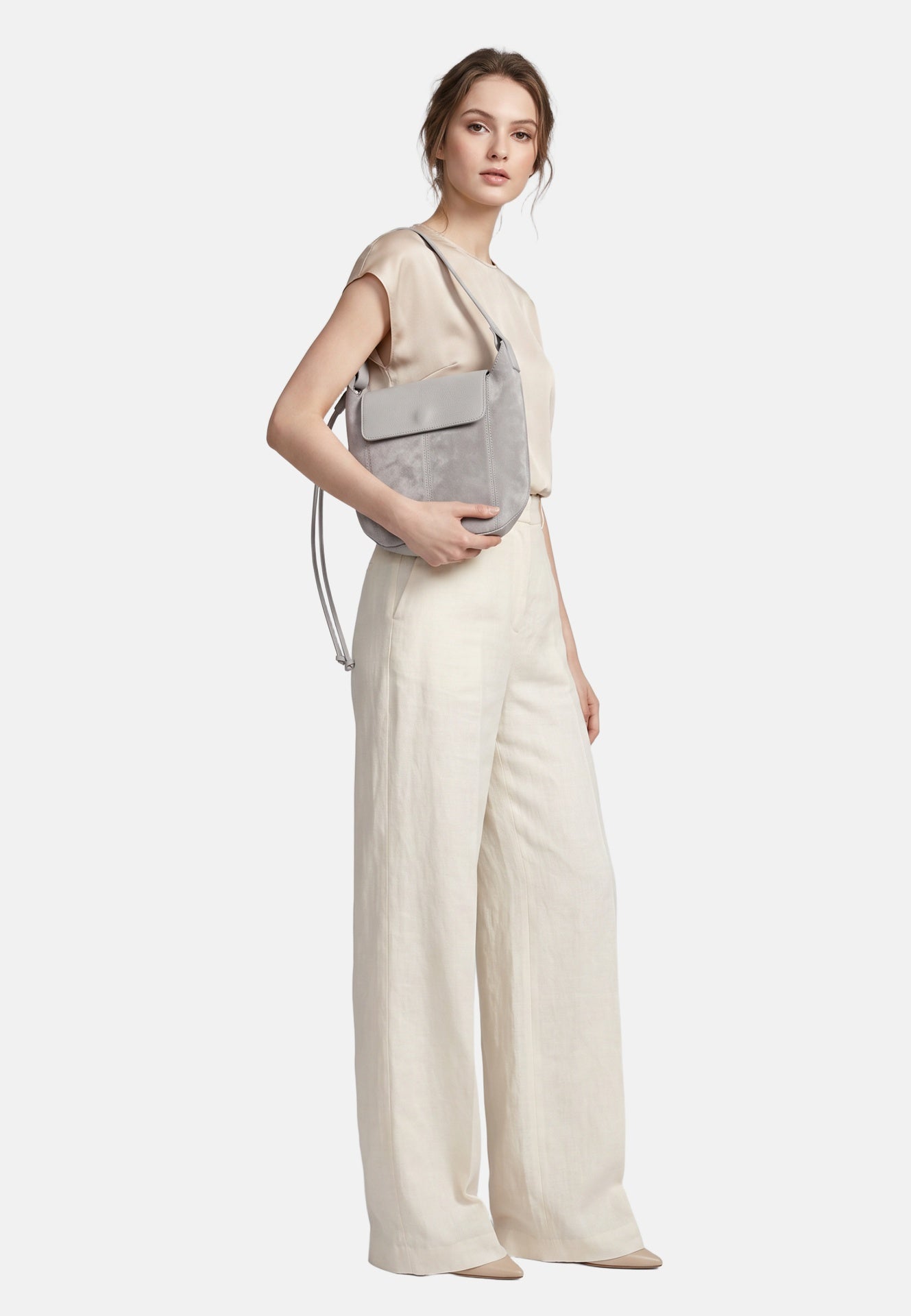 Borsa a Tracolla in Dollaro Leather Bianco