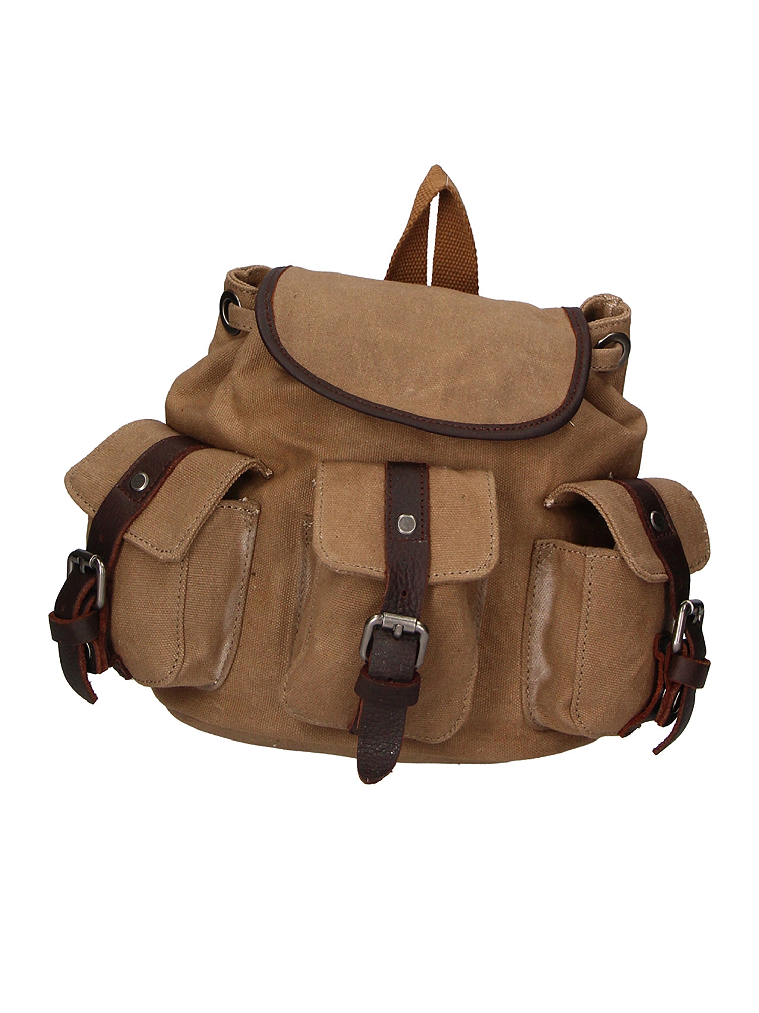 Micaela ZG3006-FANGO TAUPE Zaino unisex in canvas e vera pelle Gave Lux