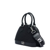 Borsa a mano da donna 100% Pvc FLAT XS BALL-BLACK + OFF SILVER Marc Ellis
