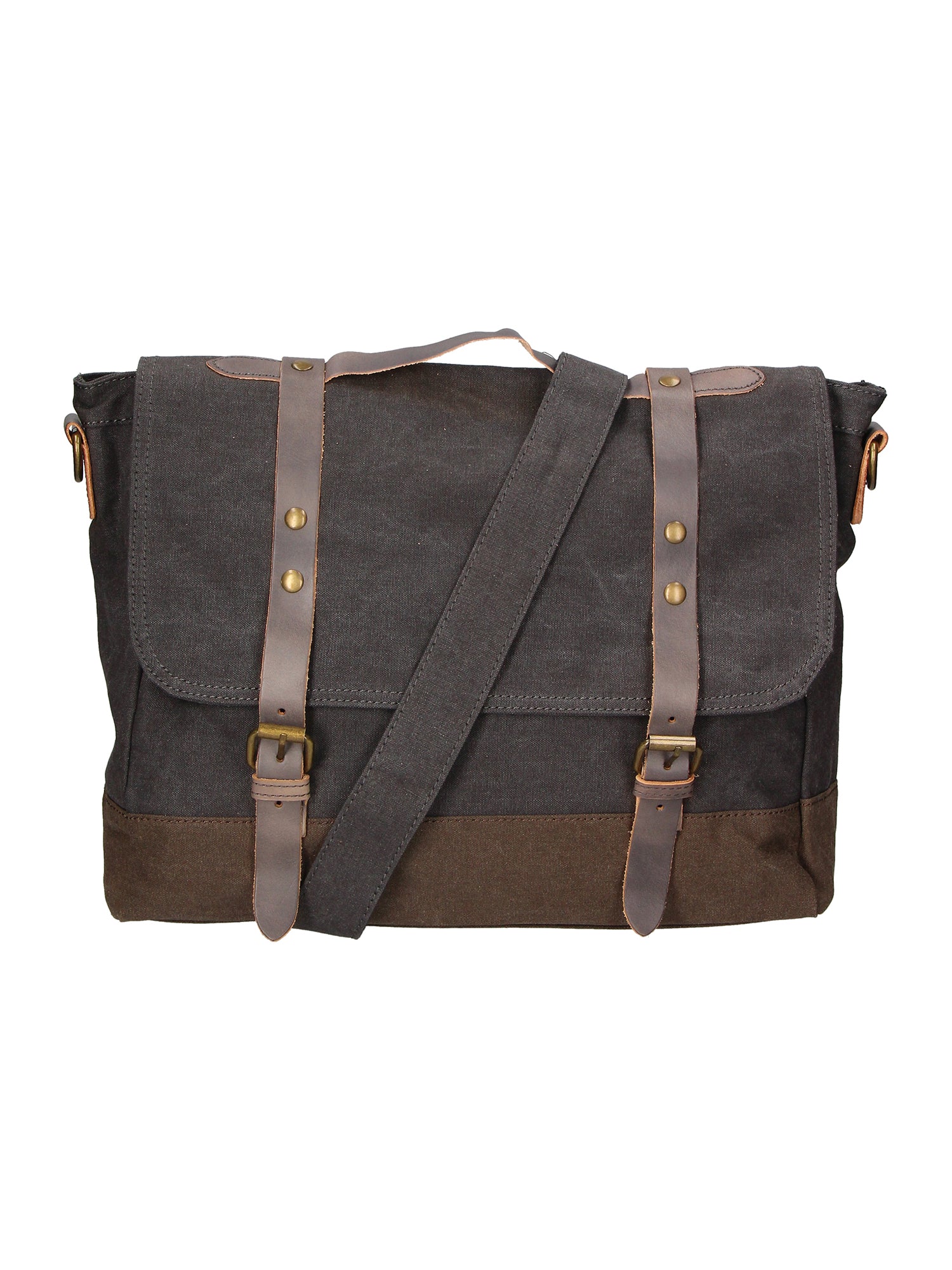 Minerva Borsa a mano unisex Canvas e pelle ZG3011-NERO BLACK Gave Lux