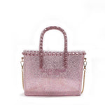Borsa a mano da donna 100% Pvc FLAT GLAS S-FUXIA STRASS Marc Ellis