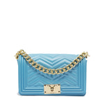 Borsa a mano da donna 100% PVC FLAT S MANHATTAN-NORSE BLUE + LIGHT GOLD Marc Ellis