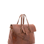 Borsa da viaggio unisex in vera pelle 100% cotone 4066-MARRONE Alessia Firenze