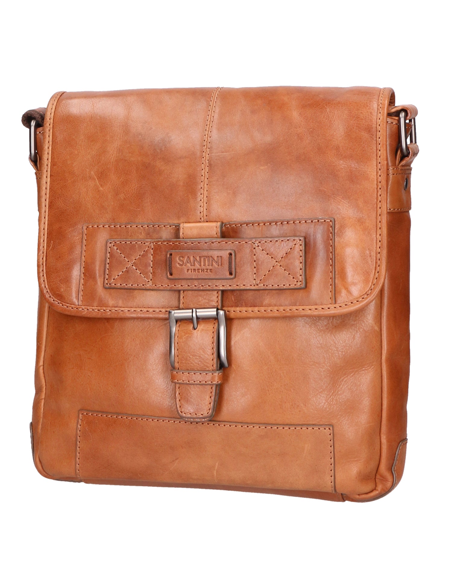 Borsa a tracolla unisex vera pelle 100% pelle SN5861547-TAN Santini Firenze