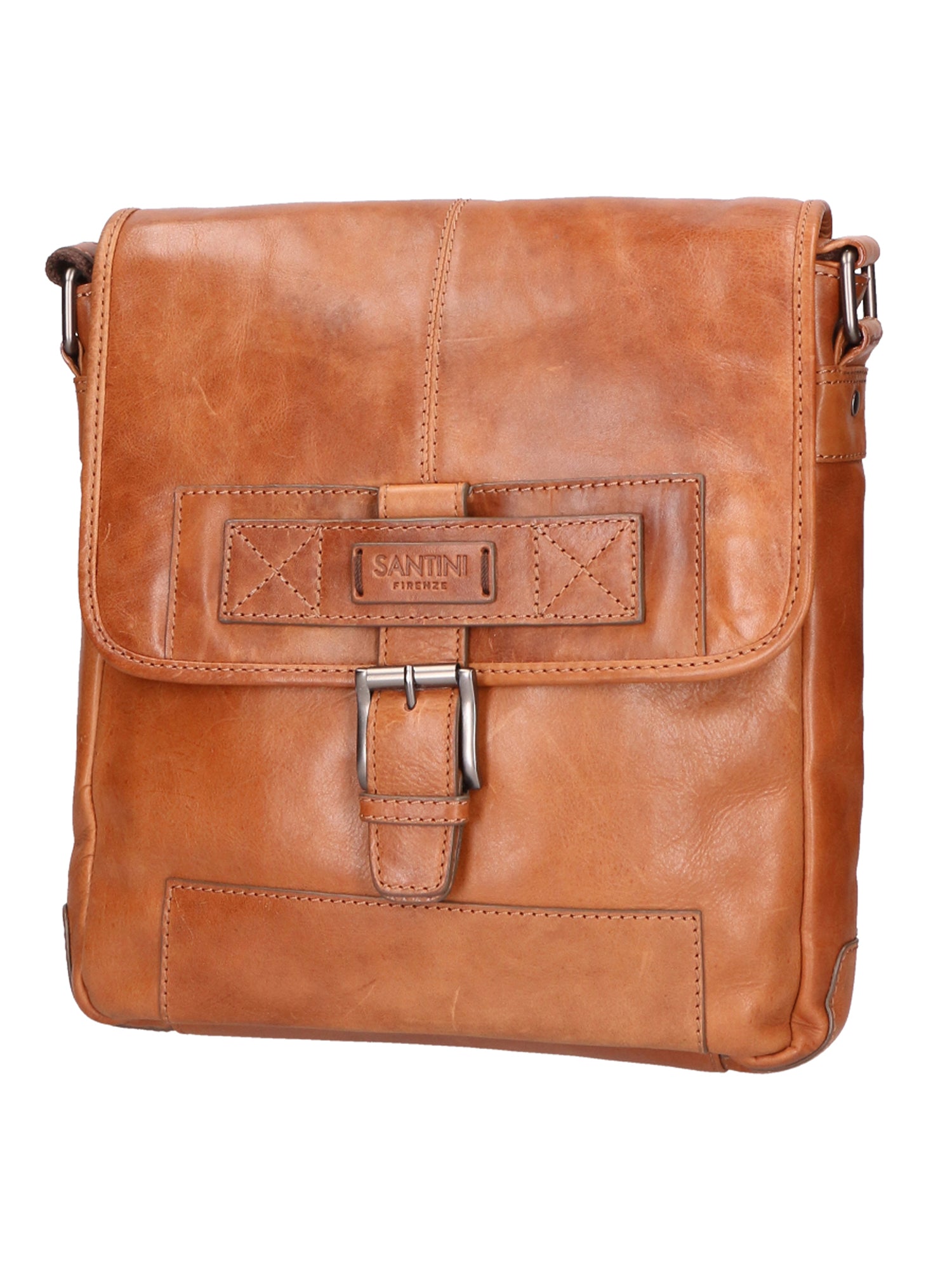 Borsa a tracolla unisex vera pelle 100% pelle SN5861547-TAN Santini Firenze