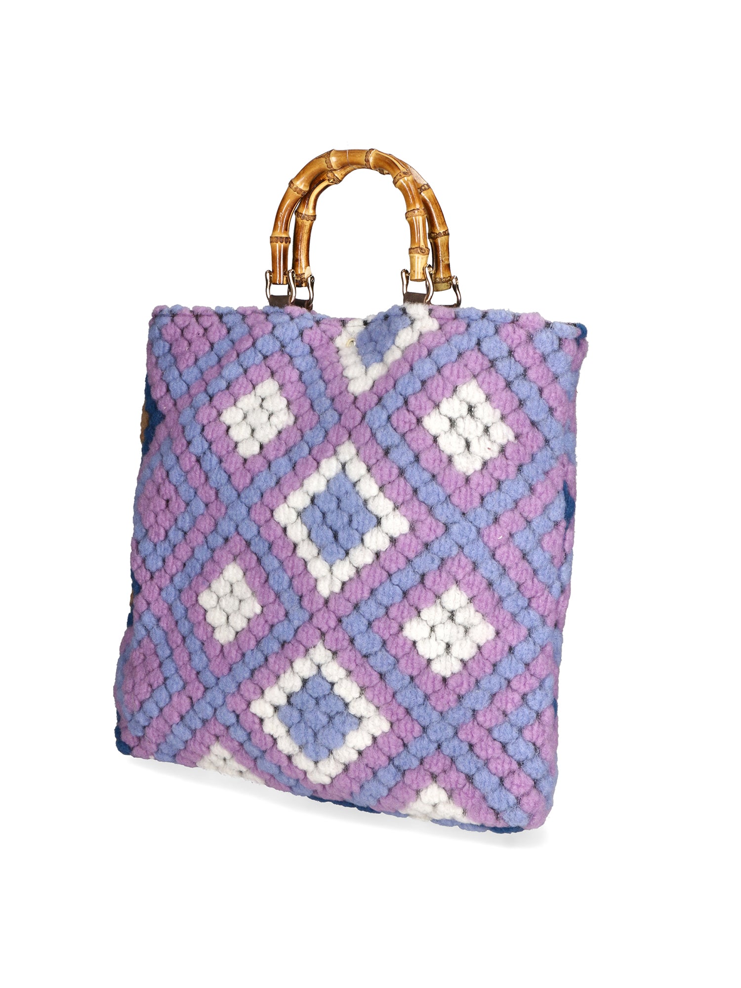 Luana Borsa a mano da donna Lana e vera pelle 04466-VIOLA Gave Lux