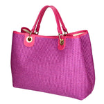 Amanda Borsa a mano da donna Vera pelle e paglia 05168-436 D02 FUXIA Gave Lux